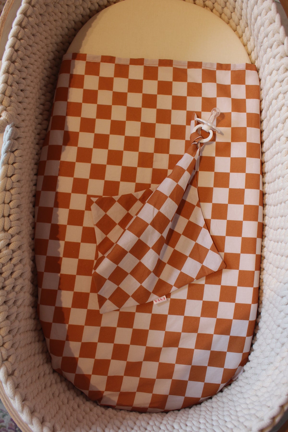 Speendoek oranje geblokt