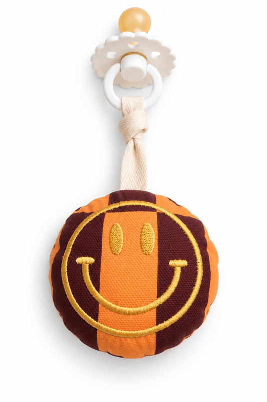 Speenkoord oranje/bruin smiley
